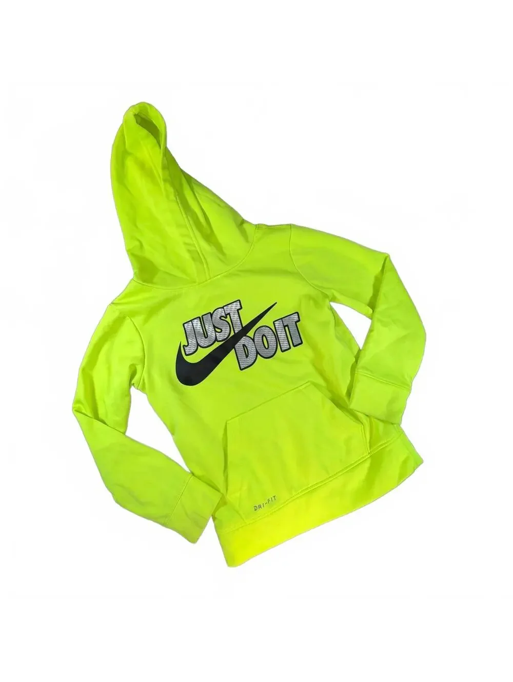 Nike Neon Volt Just Do It Dri-FIT Performance Hoodie Fleece Size 4/XS